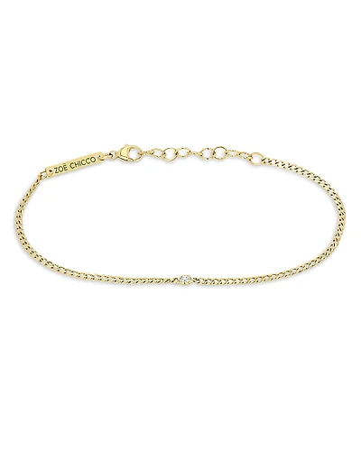 Zoe Chicco 14K Yellow Gold Floating Diamonds Diamond Curb Link Bracelet