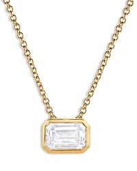 Bloomingdale's Fine Collection Certified Lab Grown Emerald Cut Diamond Bezel Set Pendant Necklace