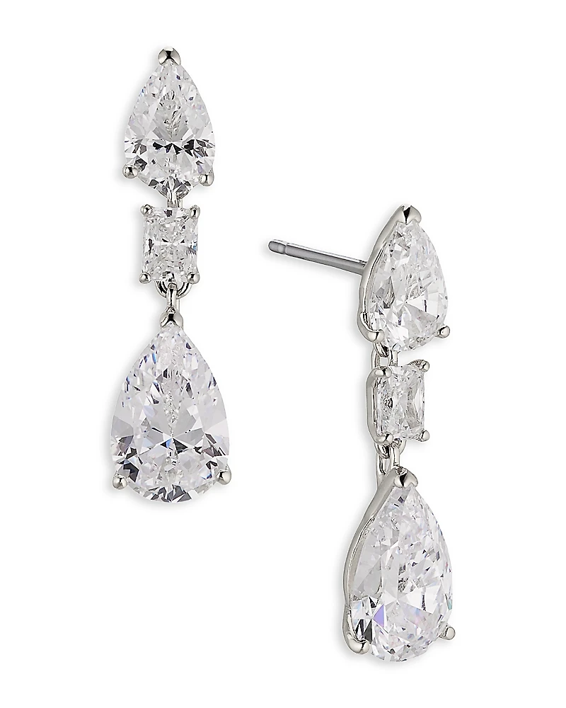 Nadri Halle Cubic Zirconia Triple Drop Earrings