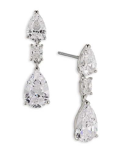 Nadri Halle Cubic Zirconia Triple Drop Earrings
