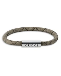 Sterling Silver Trademark Beige GG Supreme Leather Bracelet