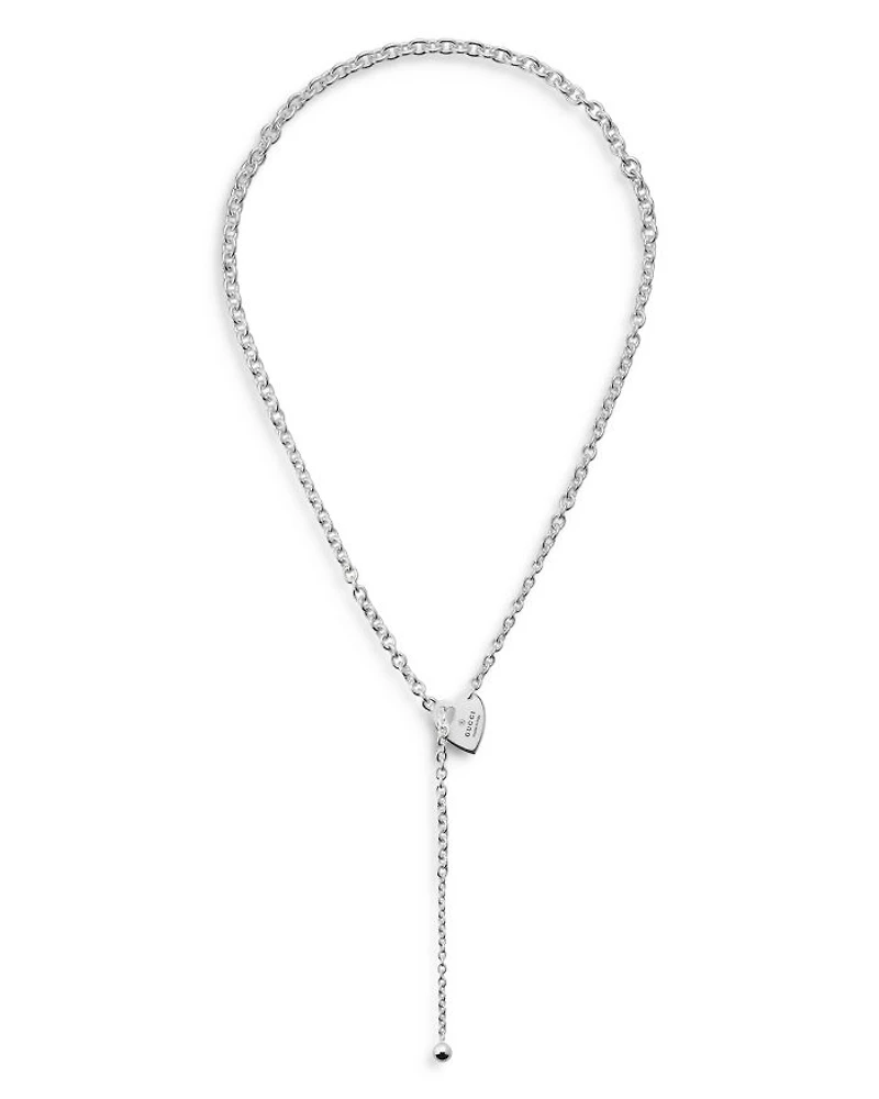 Sterling Silver Trademark Heart Lariat Necklace, 24"