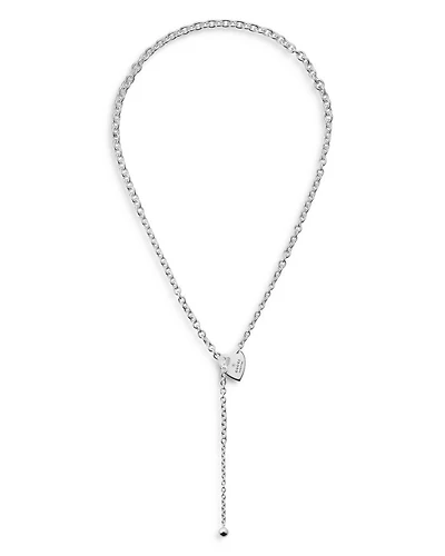 Sterling Silver Trademark Heart Lariat Necklace, 24"