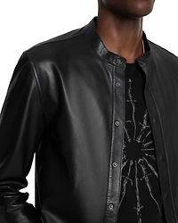 Bernard Leather Band Collar Shirt Jacket