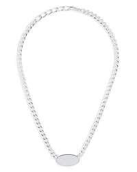 Sterling Silver Trademark Black Enamel Oval Pendant Necklace, 15-17"