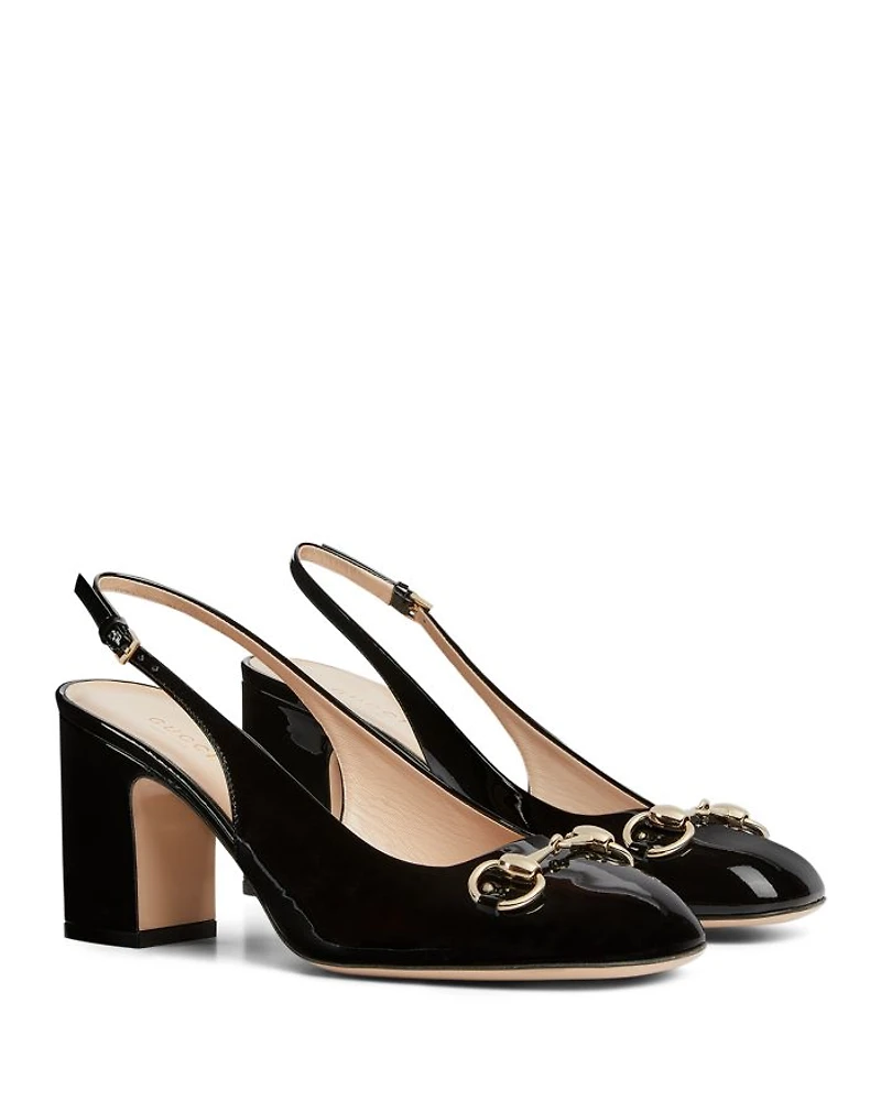 Women's Horsebit Patent Slingback Pumps