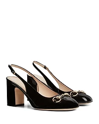 Women's Horsebit Patent Slingback Pumps
