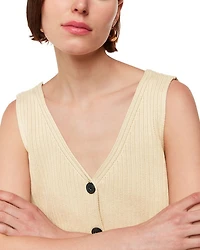 Button Front Sleeveless Knit Top