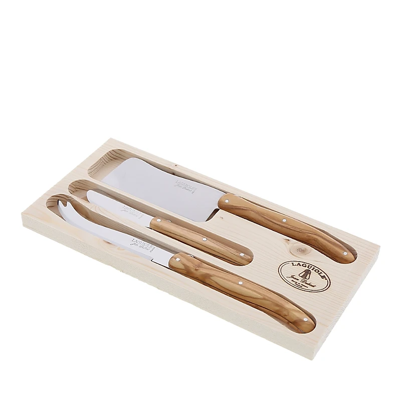 Laguiole Jean Dubost Rustic Range Olivewood 3-Piece Cheese Set