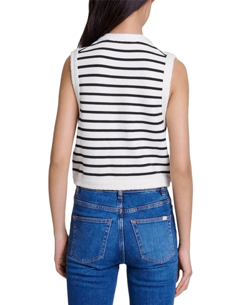 Melisse Striped Sleeveless Cardigan
