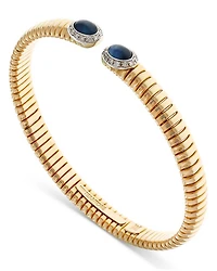 18K Yellow Gold Via Giardino Tubogas Domed Sapphire Cabochon & Diamond Bracelet