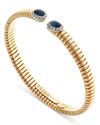Alberto Milani 18K Yellow Gold Via Giardino Tubogas Domed Sapphire Cabochon & Diamond Bracelet