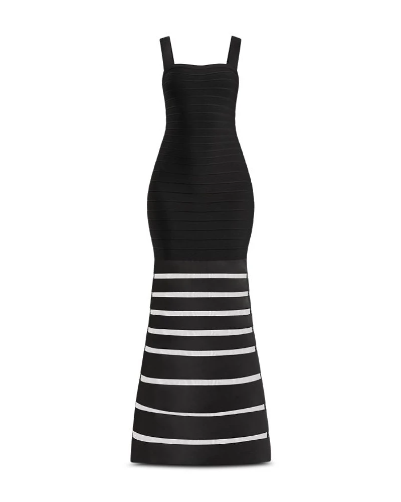 The Claudia Bandage Illusion Stripe Gown