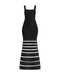 The Claudia Bandage Illusion Stripe Gown