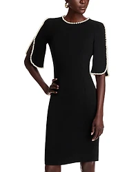 Teri Jon by Rickie Freeman Pearl Trim Sheath Dress