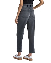 High Rise Cropped Tapered Jeans Grey