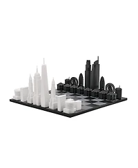 Skyline Chess Chess Set Acrylic New York vs Los Angeles with Wood Hatch Board
