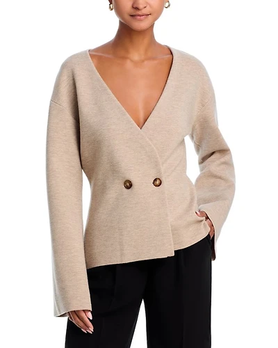Lori Wool Blend V Neck Cardigan Sweater