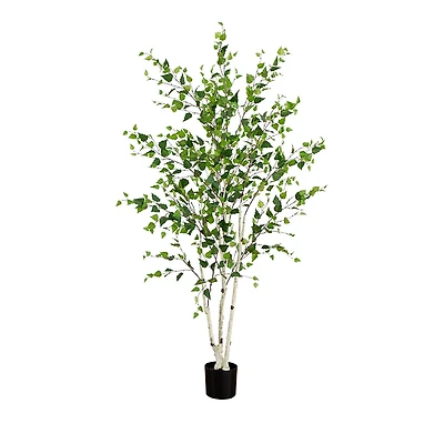 Nearly Natural 7' Artificial Birch Tree with Real Touch Leaves