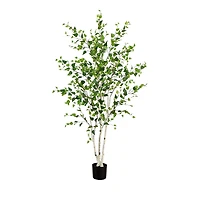 Nearly Natural 7' Artificial Birch Tree with Real Touch Leaves