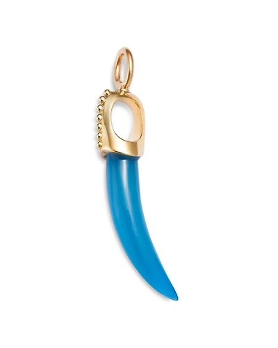 14K Yellow Gold Stone Horn Charm
