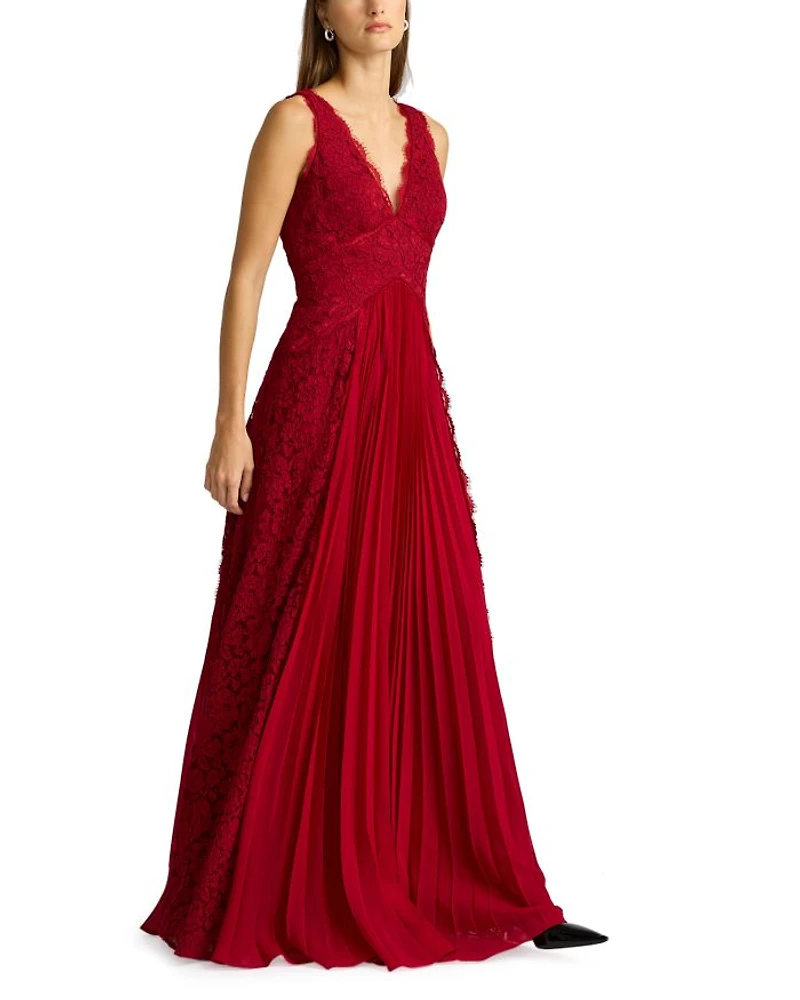 Pleated Lace Gown