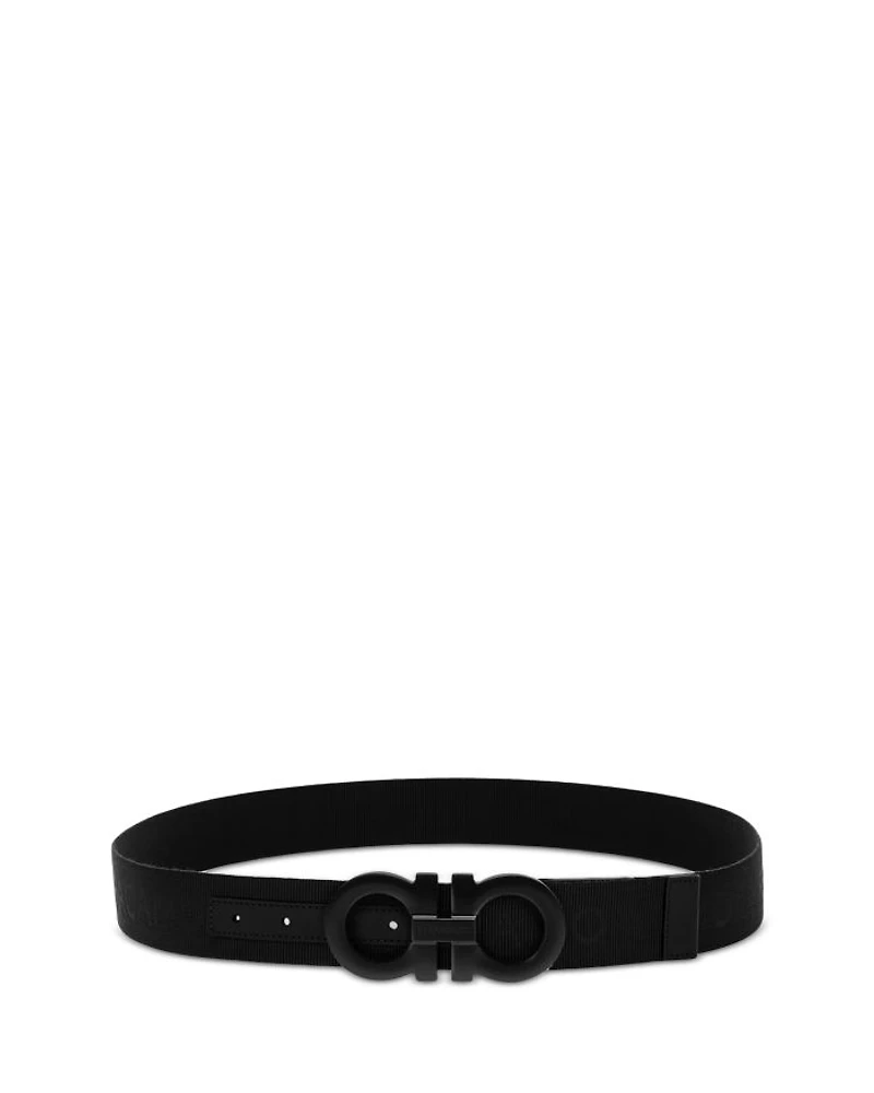 Men's Double Gancini Buckle Webbing Fabric Belt