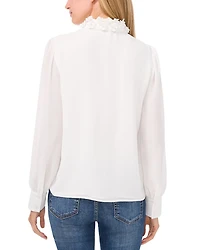 Floral Appliqué Collared Blouse
