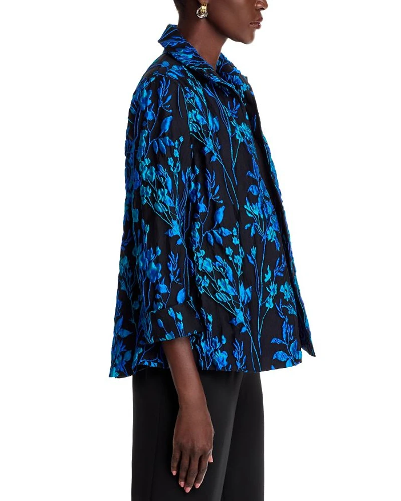 Floral Jacquard A Line Jacket