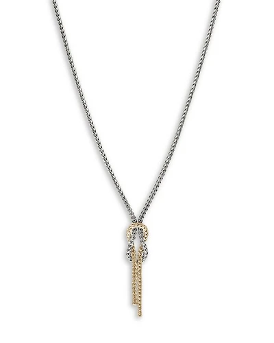 14K Yellow Gold & Sterling Silver Love Knot Lariat Necklace, 16-18"