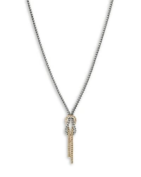 14K Yellow Gold & Sterling Silver Love Knot Lariat Necklace, 16-18"