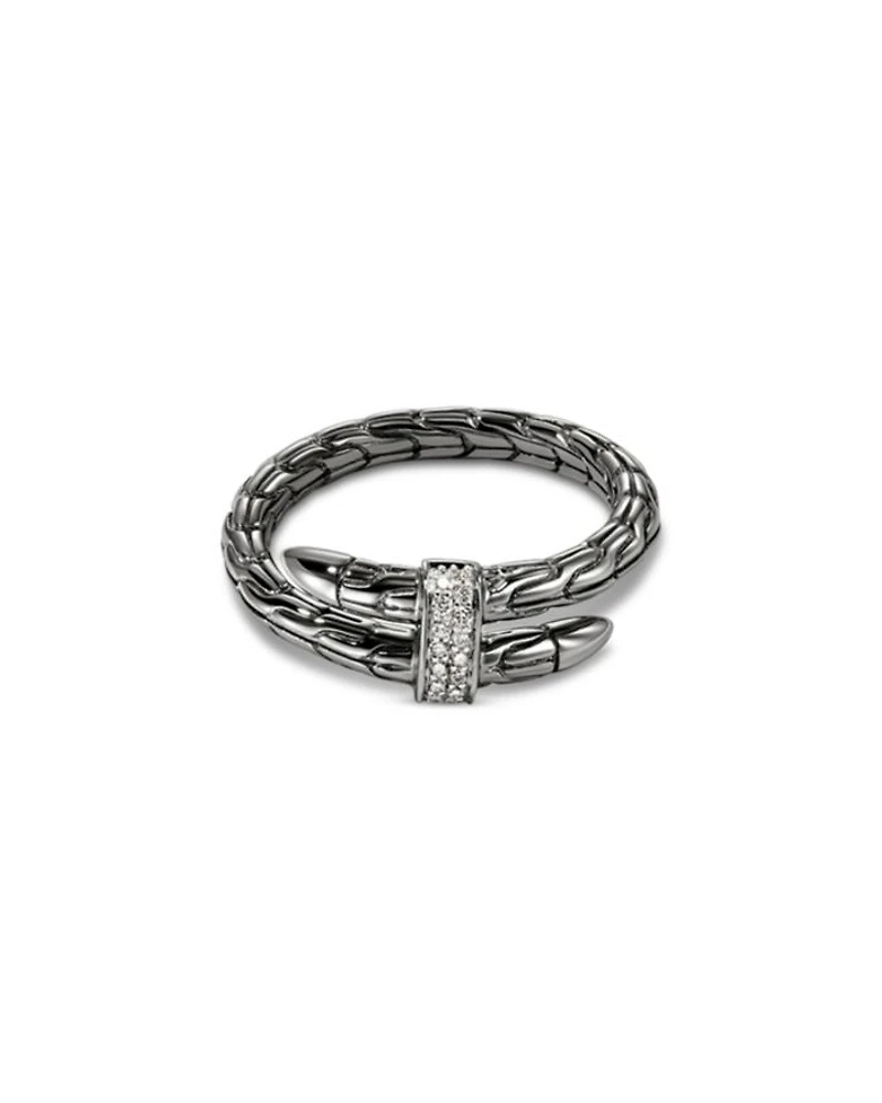 Black Rhodium-Plated Sterling Silver Spear Diamond Wrap Ring