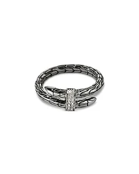 Black Rhodium-Plated Sterling Silver Spear Diamond Wrap Ring