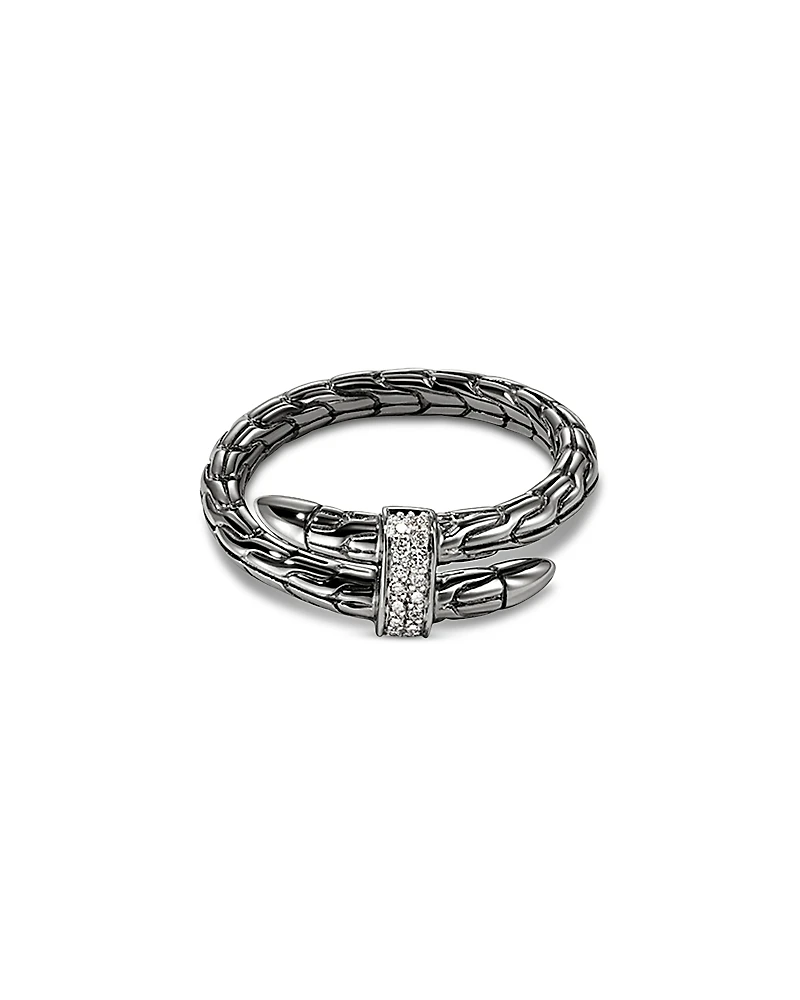 John Hardy Black Rhodium-Plated Sterling Silver Spear Diamond Wrap Ring