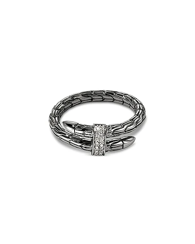John Hardy Black Rhodium-Plated Sterling Silver Spear Diamond Wrap Ring