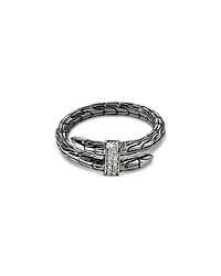 John Hardy Black Rhodium-Plated Sterling Silver Spear Diamond Wrap Ring