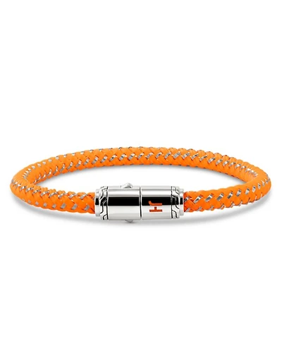 Men's Stainless Steel Orange Rubber & Enamel Woven Bracelet
