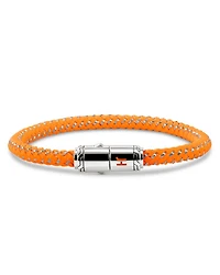 Men's Stainless Steel Orange Rubber & Enamel Woven Bracelet