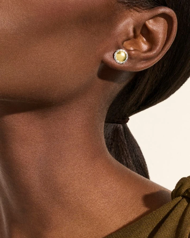 14K Yellow Gold & Sterling Silver JH Essentials Stud Earrings