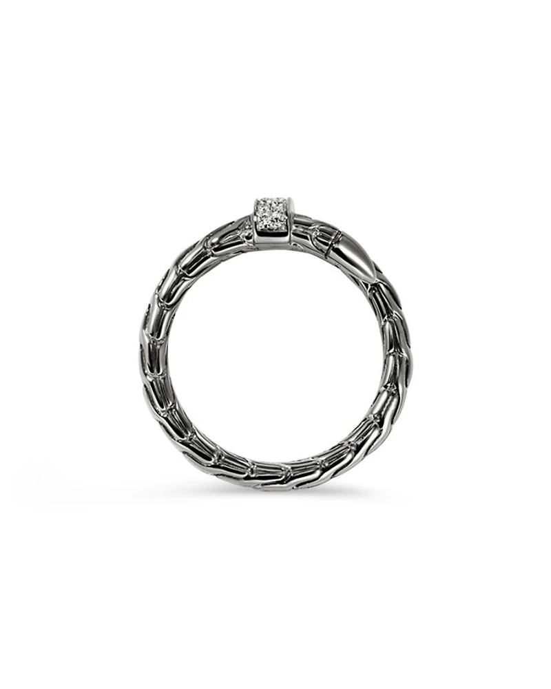 Black Rhodium-Plated Sterling Silver Spear Diamond Wrap Ring
