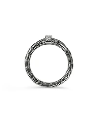 Black Rhodium-Plated Sterling Silver Spear Diamond Wrap Ring