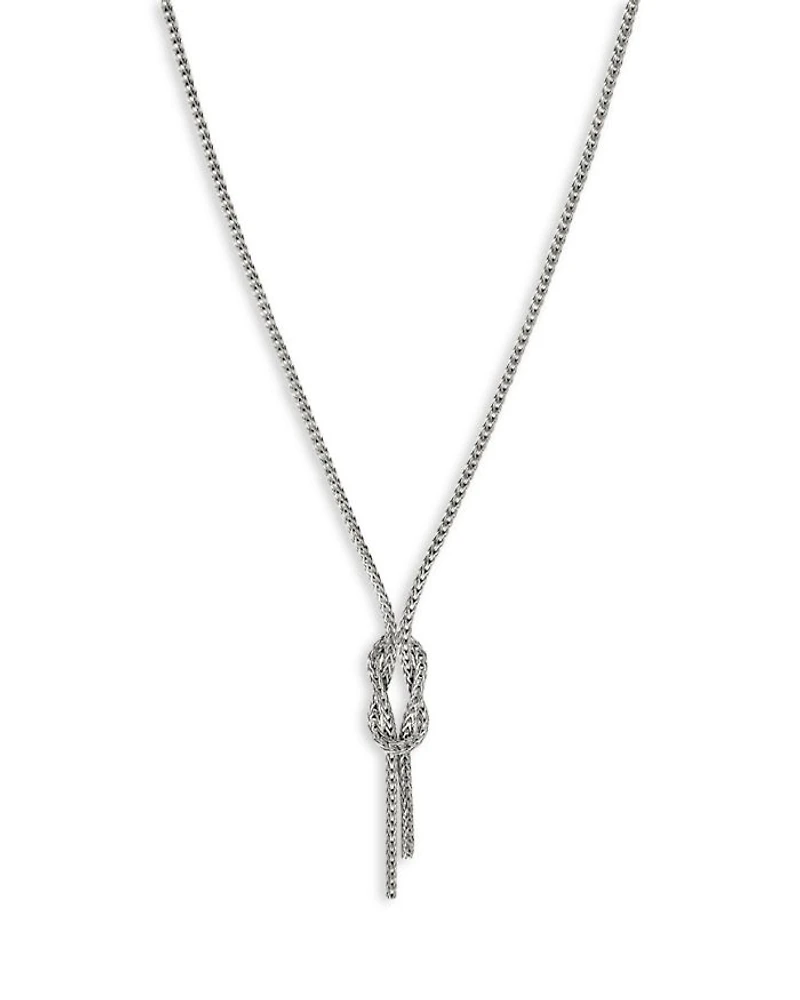 Sterling Silver Love Knot Woven Chain Lariat Necklace, 16-18"