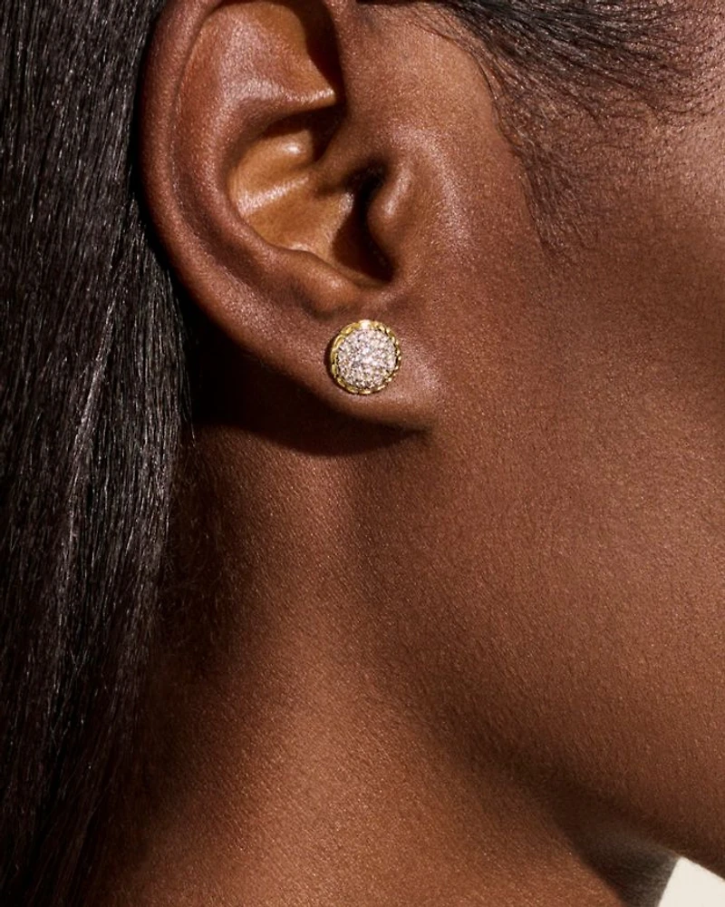 14K Yellow Gold JH Essentials Diamond Pavé Stud Earrings