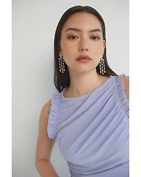 Rare Jewels Cubic Zirconia Triple Row Chandelier Earrings in Rhodium Plated