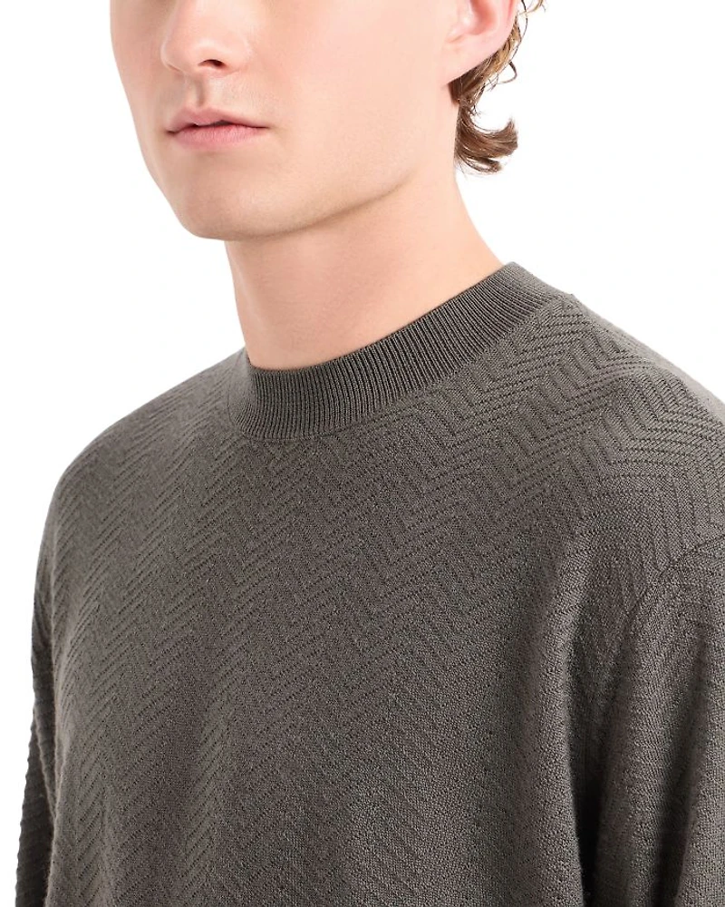 Virgin Wool Allover Jacquard Chevron Design Sweater