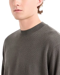 Virgin Wool Allover Jacquard Chevron Design Sweater