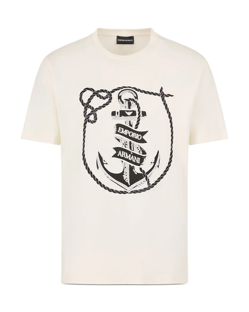 Pure Cotton Jersey Tee With Embroidered Anchor Logo