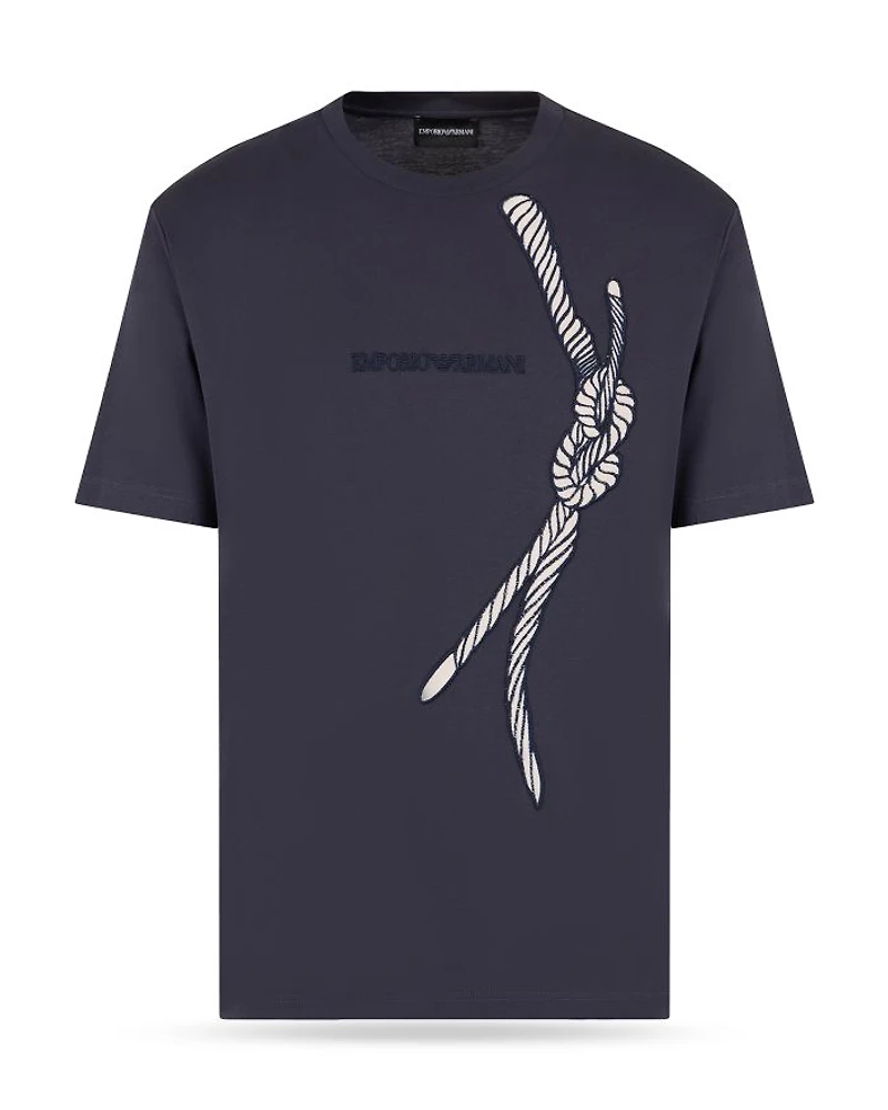 Pure Cotton Jersey Tee With Embroidered Rope & Logo