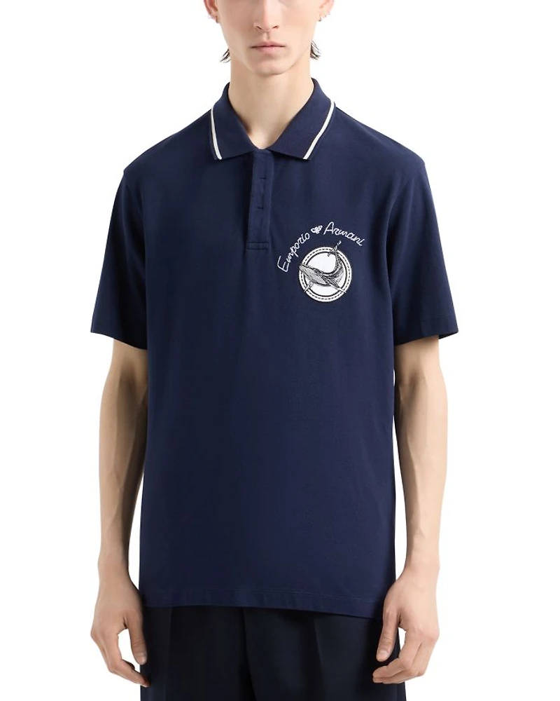 Cotton Piquet Whale & Logo Embroidery Polo