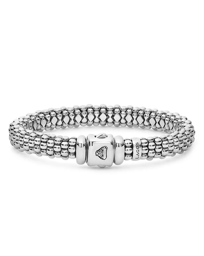 Sterling Silver Signature Caviar Oval Rope Bracelet